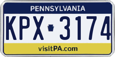 PA license plate KPX3174
