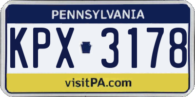 PA license plate KPX3178