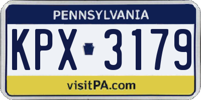 PA license plate KPX3179