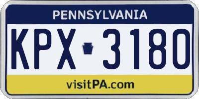 PA license plate KPX3180
