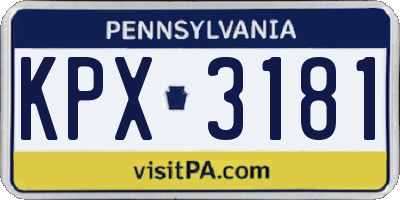 PA license plate KPX3181