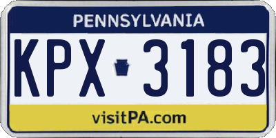 PA license plate KPX3183