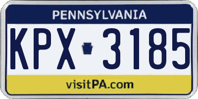 PA license plate KPX3185