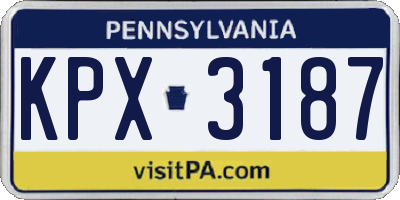 PA license plate KPX3187