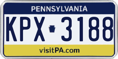 PA license plate KPX3188