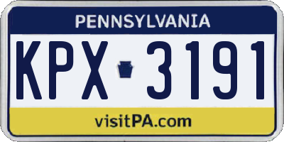 PA license plate KPX3191