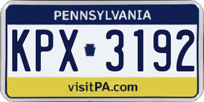 PA license plate KPX3192