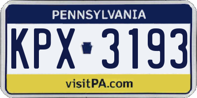 PA license plate KPX3193