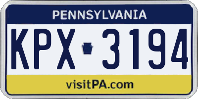 PA license plate KPX3194