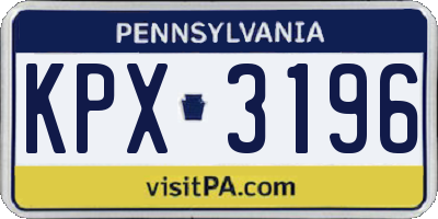 PA license plate KPX3196