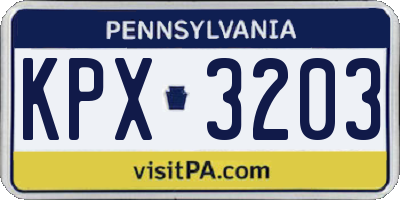 PA license plate KPX3203
