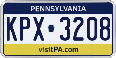 PA license plate KPX3208