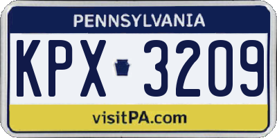 PA license plate KPX3209