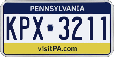 PA license plate KPX3211