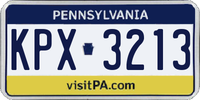 PA license plate KPX3213