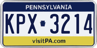PA license plate KPX3214