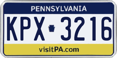 PA license plate KPX3216