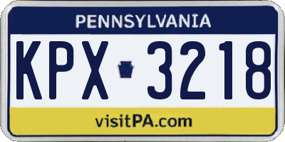 PA license plate KPX3218