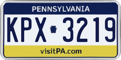 PA license plate KPX3219