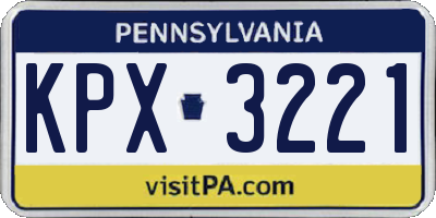 PA license plate KPX3221
