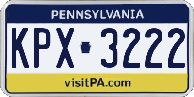 PA license plate KPX3222