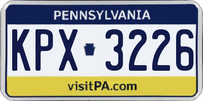 PA license plate KPX3226