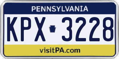 PA license plate KPX3228