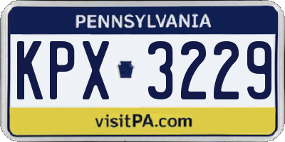 PA license plate KPX3229