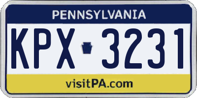 PA license plate KPX3231