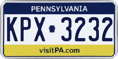PA license plate KPX3232