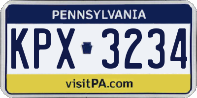 PA license plate KPX3234