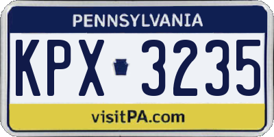 PA license plate KPX3235