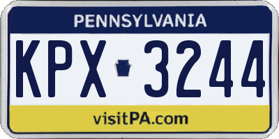 PA license plate KPX3244
