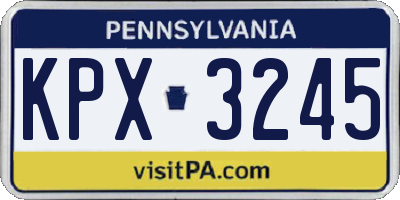 PA license plate KPX3245