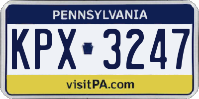 PA license plate KPX3247