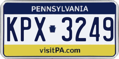 PA license plate KPX3249