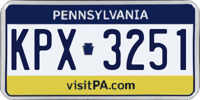 PA license plate KPX3251