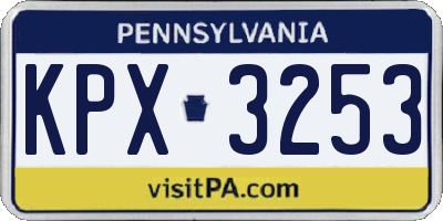 PA license plate KPX3253