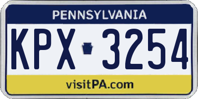 PA license plate KPX3254