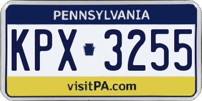 PA license plate KPX3255