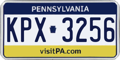 PA license plate KPX3256