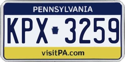 PA license plate KPX3259