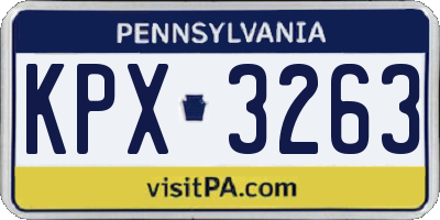 PA license plate KPX3263