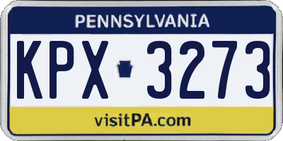 PA license plate KPX3273