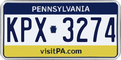 PA license plate KPX3274