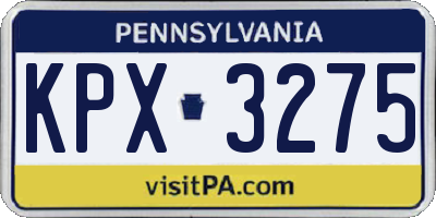 PA license plate KPX3275