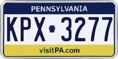 PA license plate KPX3277