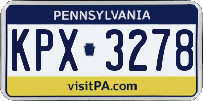 PA license plate KPX3278