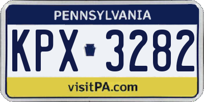 PA license plate KPX3282