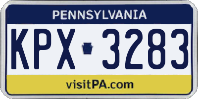 PA license plate KPX3283